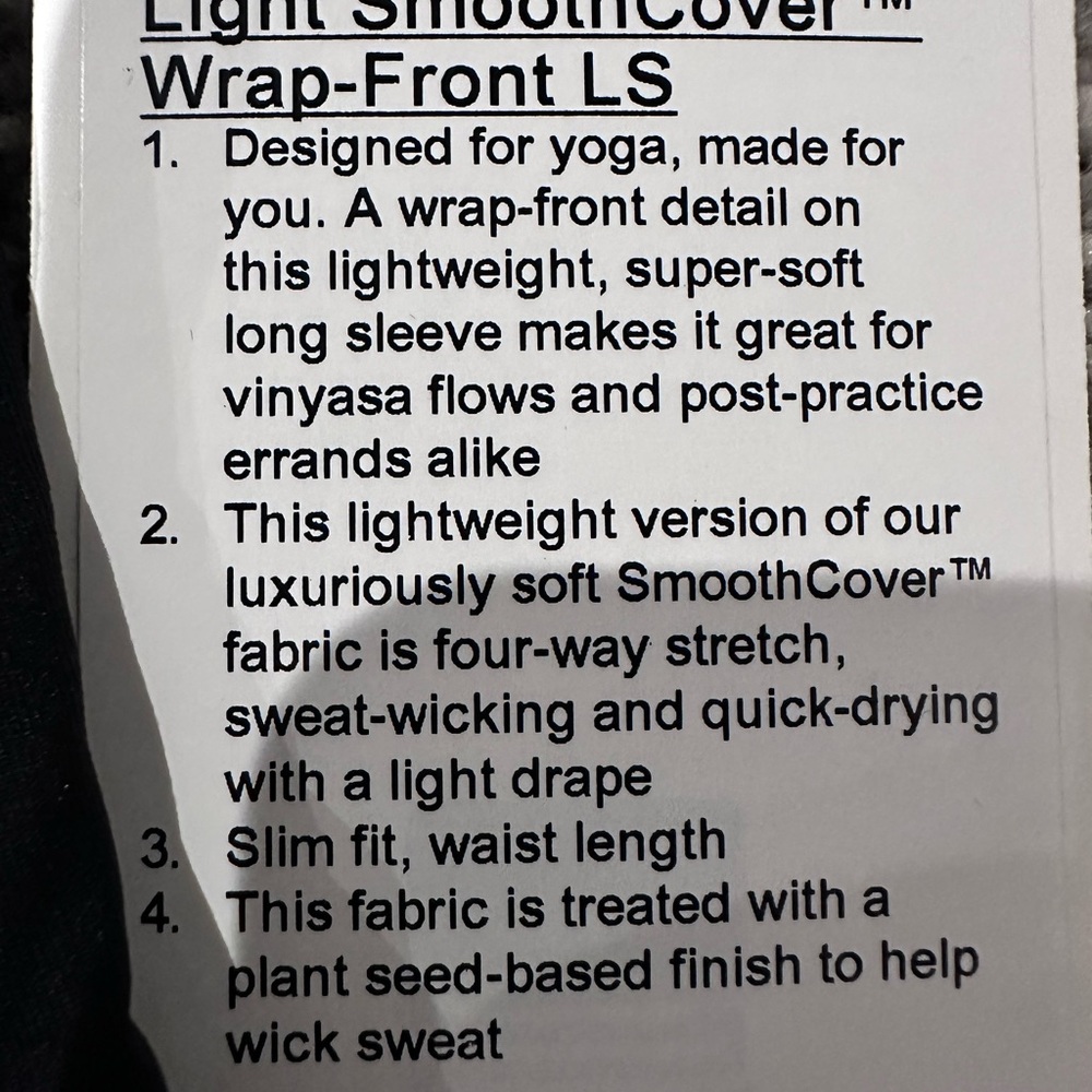 Lululemon Light Smooth Cover Wrap Front - Elegant Black Long Sleeve Top - Sz 4 - Picture 3 of 3